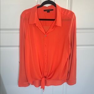 Women's Orange Button-Up Blouse
